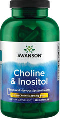 Swanson Cholin 250mg & Inosit 250mg Nahrungsergänzungsmittel – 250 Kapseln
