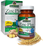 Nature’s Answer Zinc Plus vitamin B6 copper vegan capsules 60 count box & bottle front label
