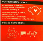Yorkshire Tea Original Black Tea Bags box packaging black tea 210 tea bags brewing instructions image