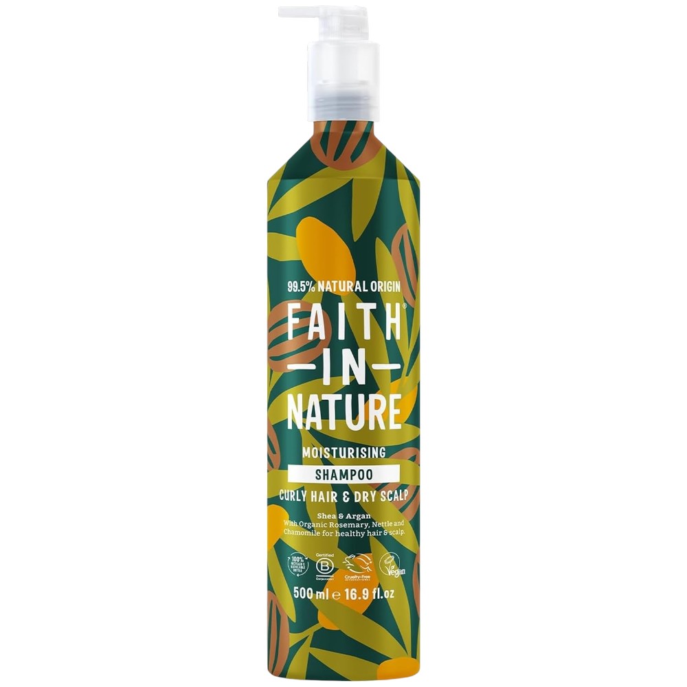 Faith In Nature Shea & Argan Moisturising Shampoo, bottle packaging, shea and argan, 500ml