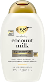 OGX Nourishing Coconut Milk Conditioner 385ml bottle on white background