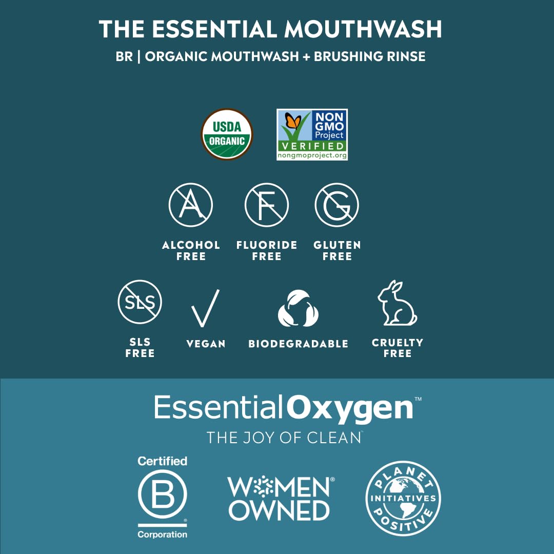 Essential Oxygen BR Organic Mouthwash Brushing Rinse - Wintergreen