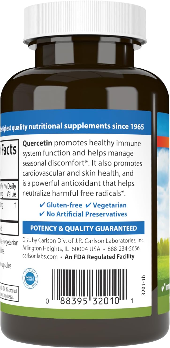Barcode image: Carlson Quercetin capsules 500 mg barcode bottle 120 count