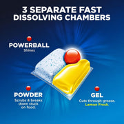 Finish Powerball Quantum Lemon Sparkle Dishwasher Tablets 100 Pack showing product features
