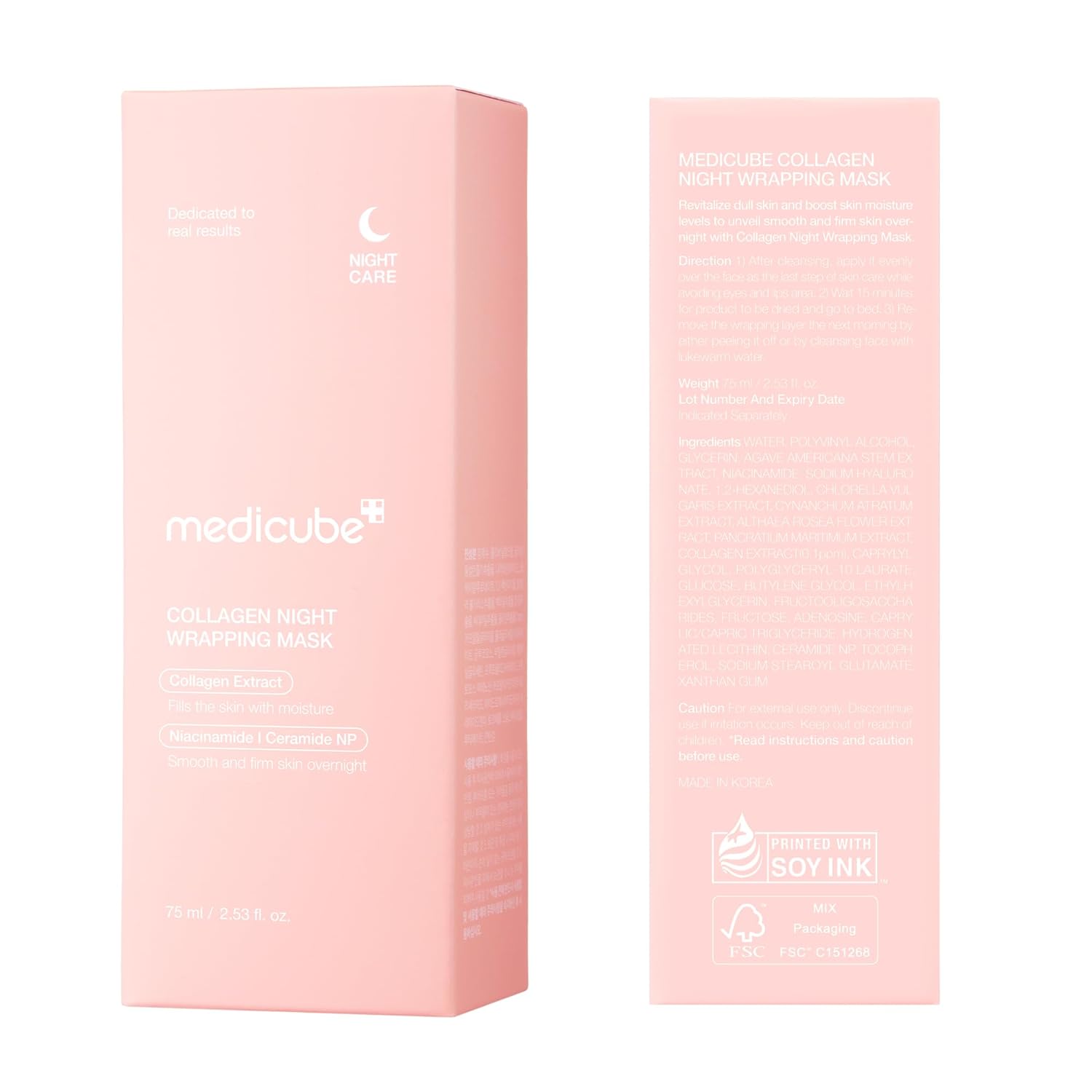 Medicube Collagen Night Wrapping Mask tube & box packaging overnight peel off face mask 75ml front product image
