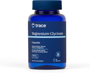 Front Image: Trace Minerals Magnesium Glycinate 120mg capsules vegan bottle 90 count