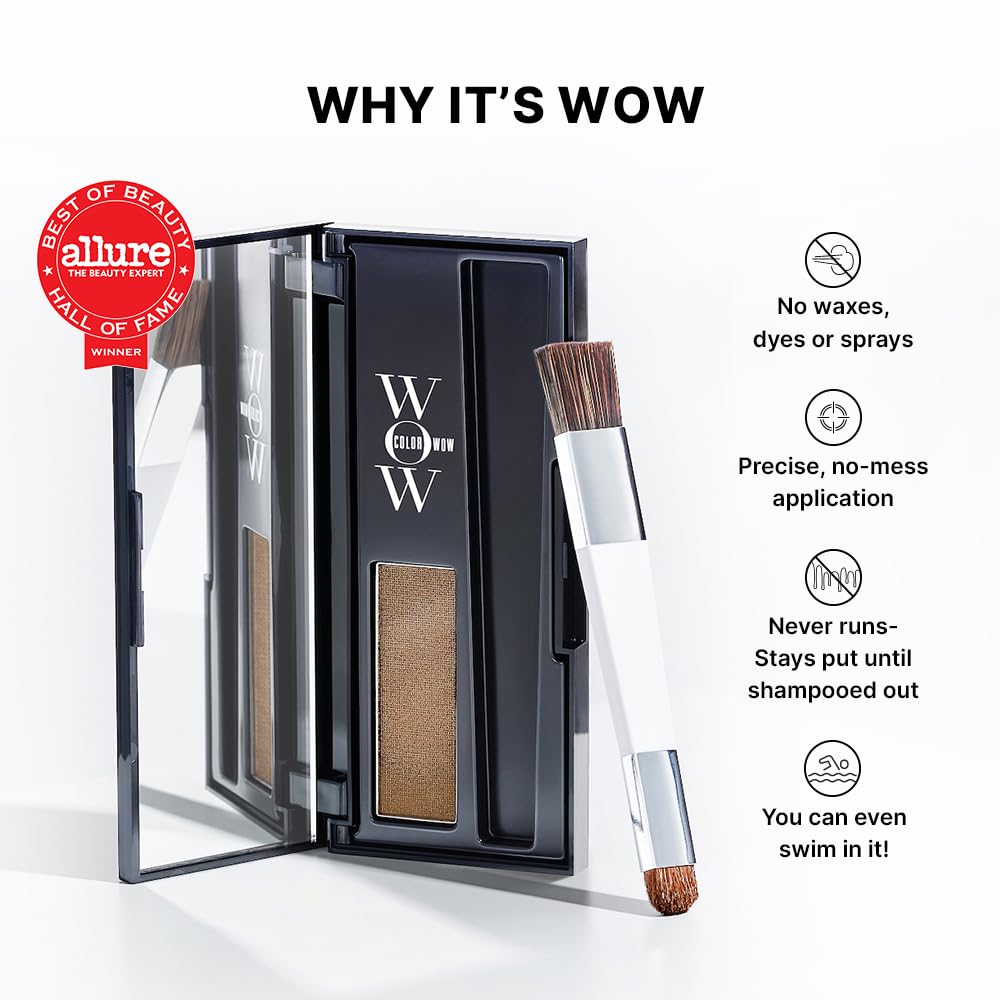 olor Wow Root Cover Up Hair Powder Black, compact hair touch-up powder, Black shade, 2.1g, temporary root colour use