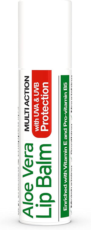 Front Image: Aloe Dent Aloe Vera lip balm stick natural SPF protection 4g