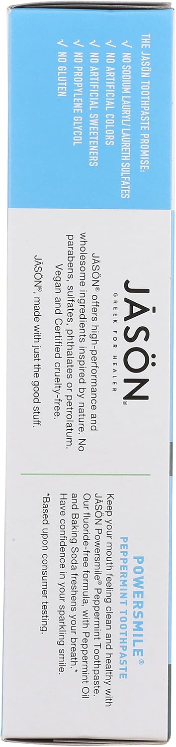 Jason Powersmile Fluoride Free Peppermint Toothpaste 119g ingredients panel