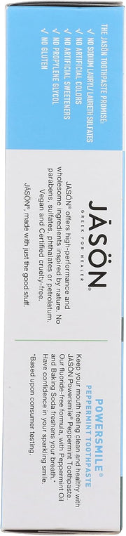 Jason Powersmile Fluoride Free Peppermint Toothpaste 119g ingredients panel