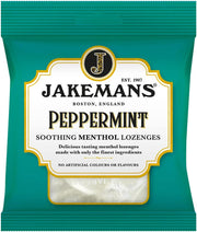 Jakemans Peppermint Soothing Menthol Lozenges, bag packaging, peppermint flavour, 73g