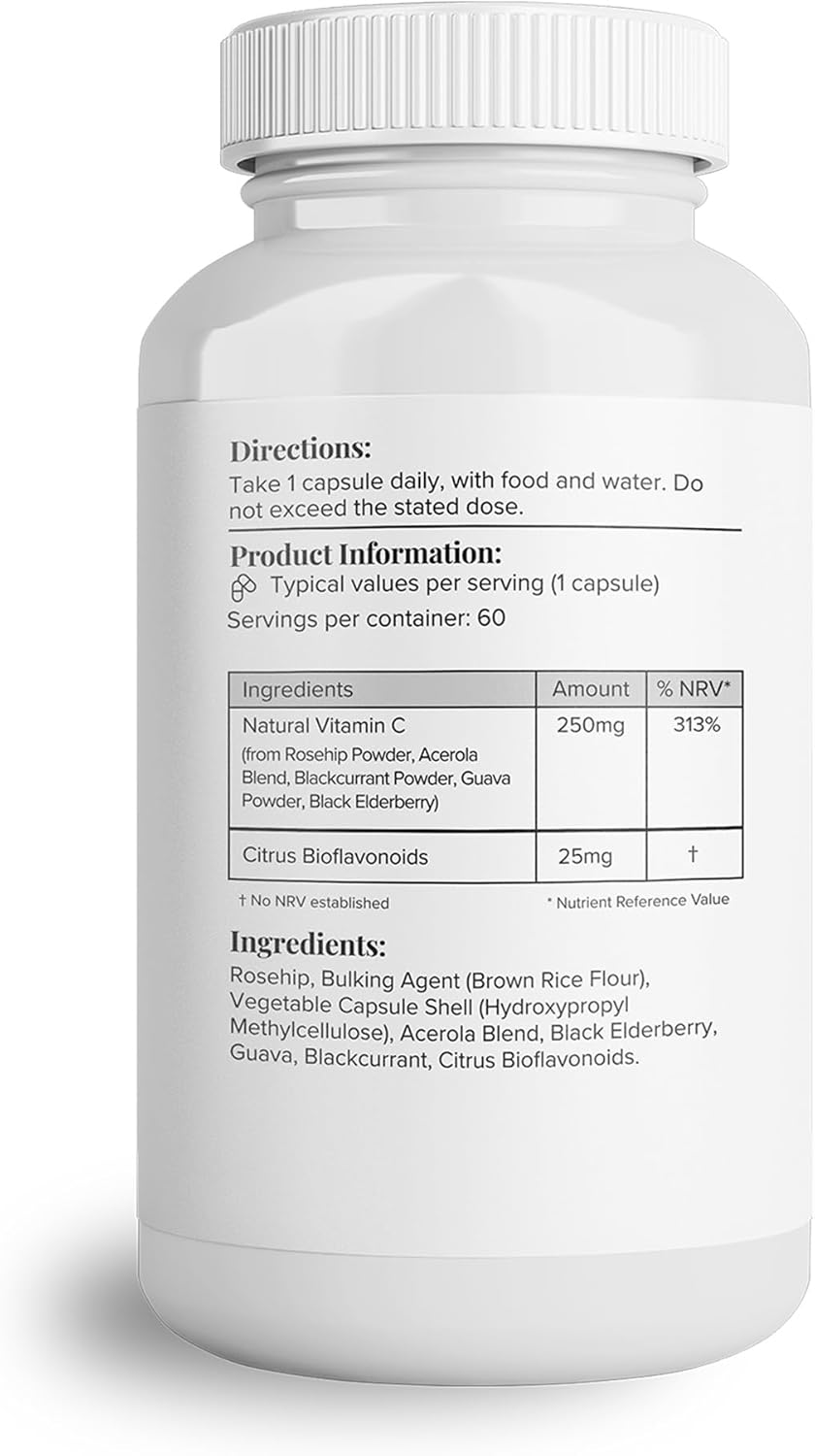 Ingredients list showing 5-fruit blend for Vitamin C Complex.
