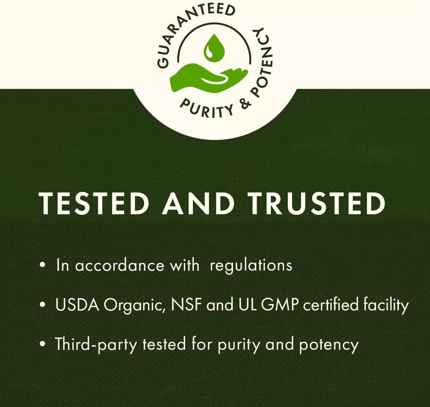 Swanson Triphala Formula Amla Behada Harada 100 Capsules Pack of 2 tested and trusted purity and potency infographic