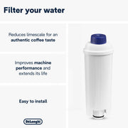 De'Longhi DLS C002 Replacement Water Filter, retail filter packaging, no flavour, 1 piece, installation instructions