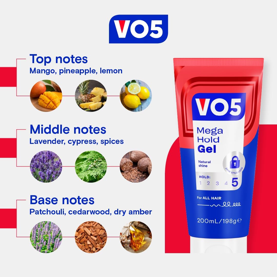 VO5 Mega Hold Hair Gel 50ml ingredients information panel