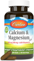 Carlson Calcium Magnesium 2:1 Verhältnis Softgels mit Vitamin D3