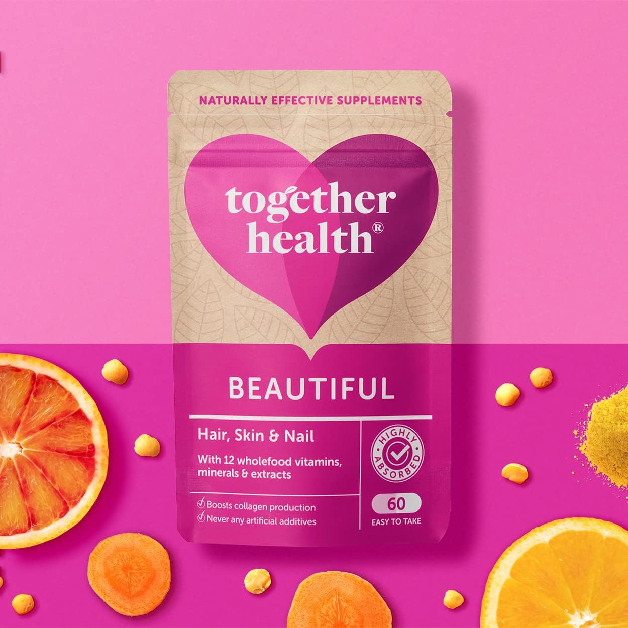 Together Health Beautiful Hair Skin & Nail Vitamins 60 Capsules Pack of 2