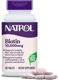 Natrol Biotin 10,000mcg Supplement with Vitamin B7 - 100 Tablets