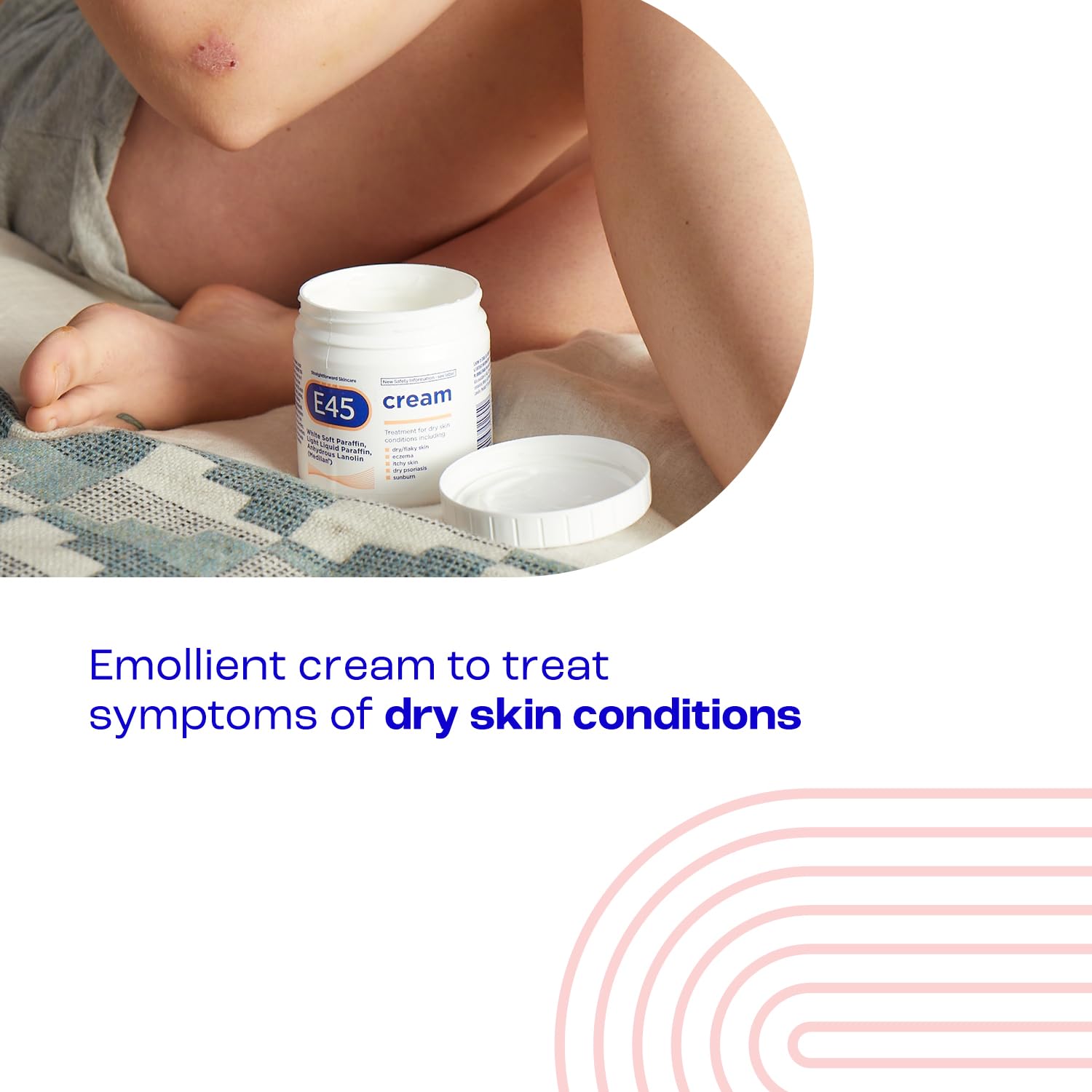 E45 Intensive Moisturising Cream for Sensitive Skin - Non-Greasy, 350g