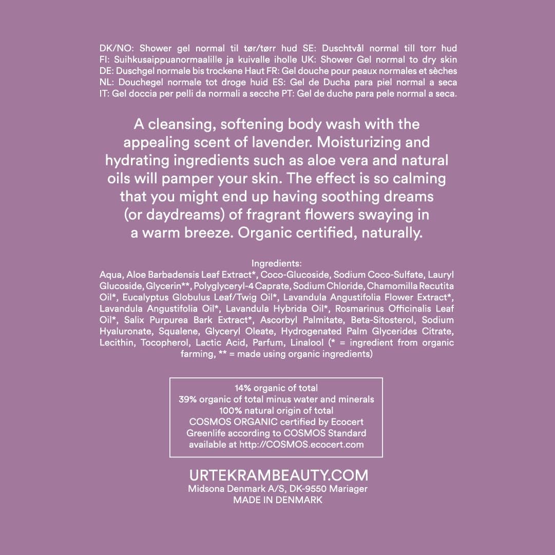 Urtekram Soothing Lavender Body Wash 200ml bottle ingredients