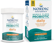 Nordic Naturals Probiotic Daily Supplement jar & box, 60 count, on white background.