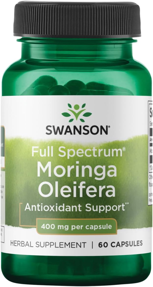 Swanson Full Spectrum Moringa Oleifera herbal supplement capsule bottle 60 capsules 400mg
