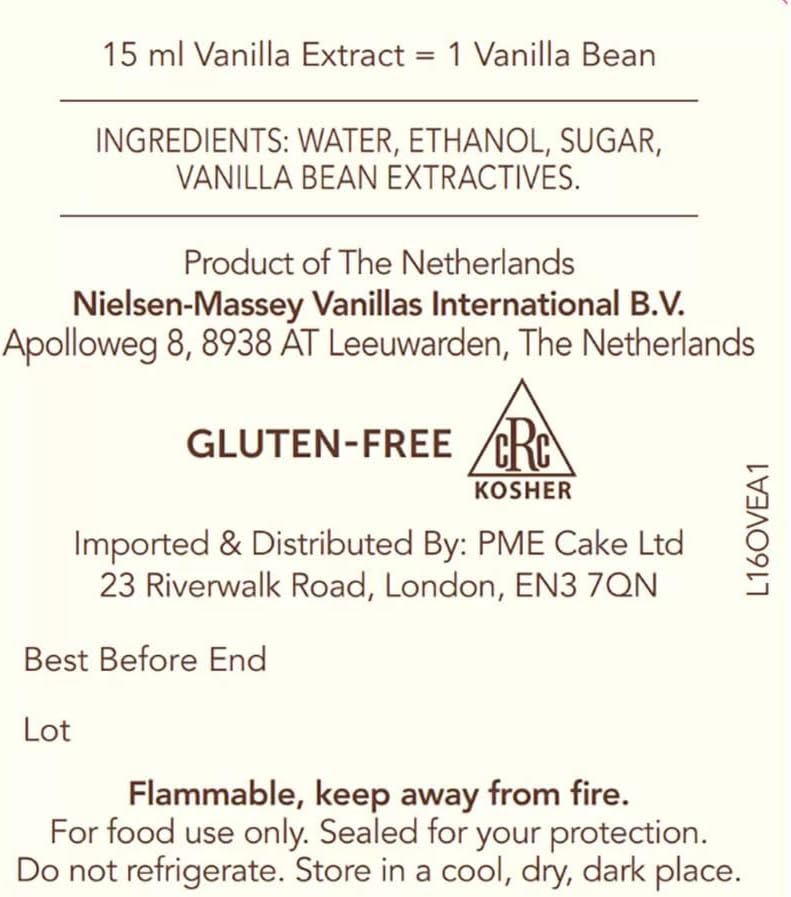 Nielsen-Massey Original Vanilla Extract ingredients information 473ml