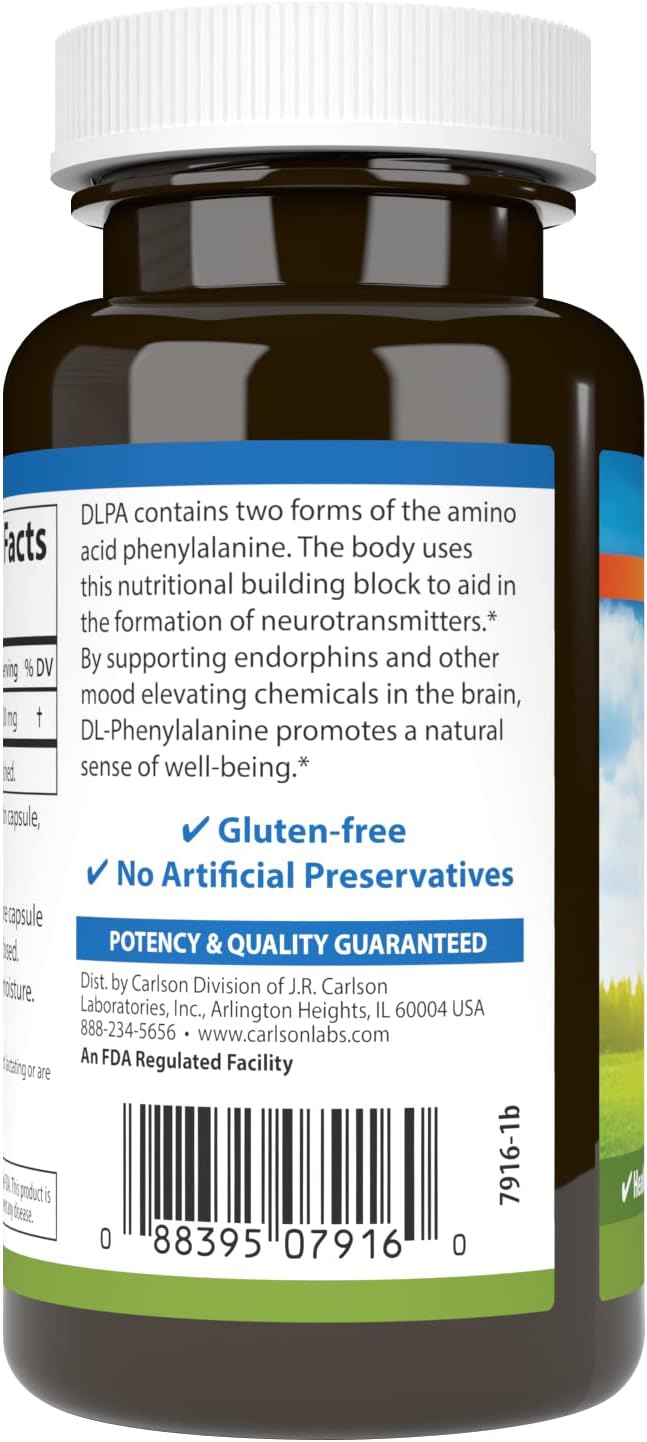Barcode image: Carlson DLPA capsules 500 mg barcode bottle 60 count
