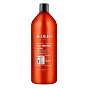 Redken Frizz Dismiss Shampoo bottle, sulfate-free, 1000ml on white background.