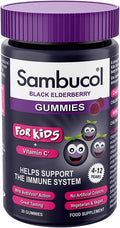 Sambucol Schwarze Holunderbeere Gummibärchen für Kinder – Himbeergeschmack | 30 Gummibärchen | Vitamin C + AntiVirin