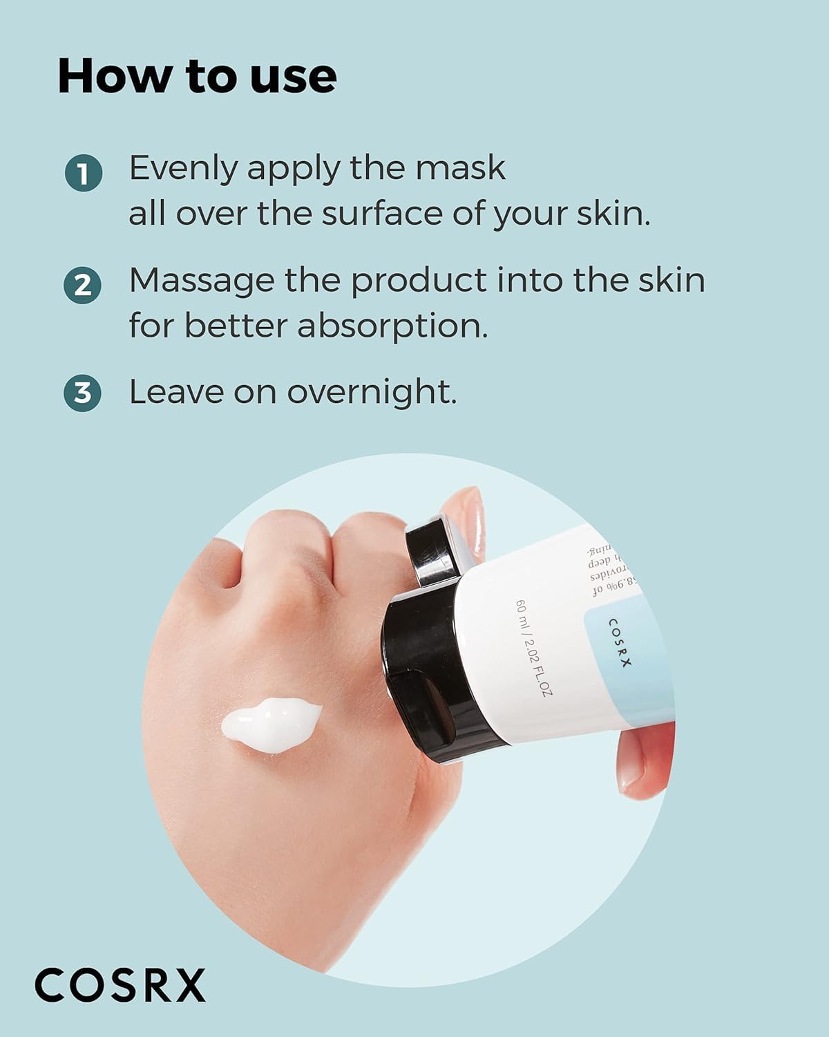 COSRX Ultimate Nourishing Rice Overnight Spa Mask 60ml jar application