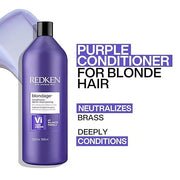 Redken Blondage Color Depositing Purple Conditioner bottle, 1000ml, formulation.