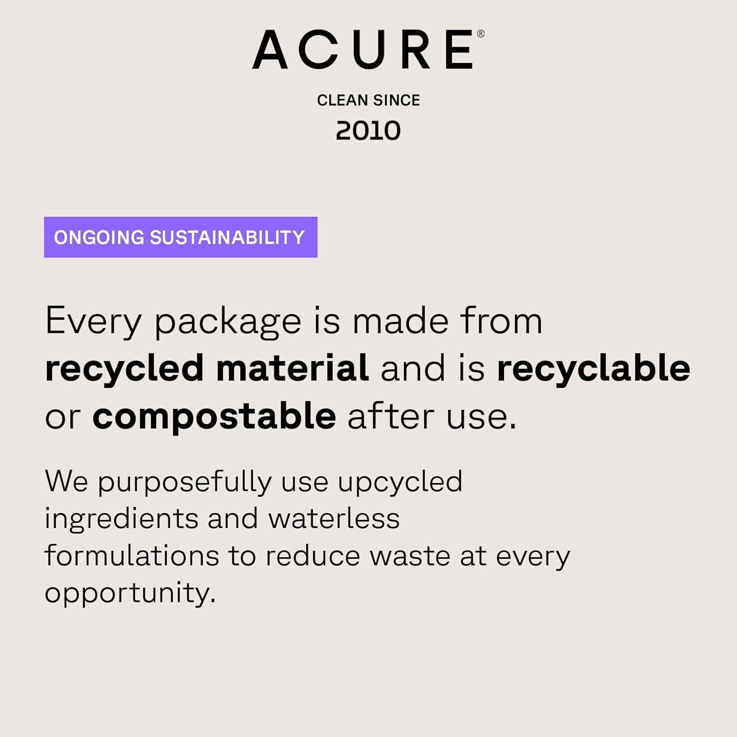 Acure Invisible Sunscreen Stick SPF 50 Broad Spectrum 15g recyclable and compostable