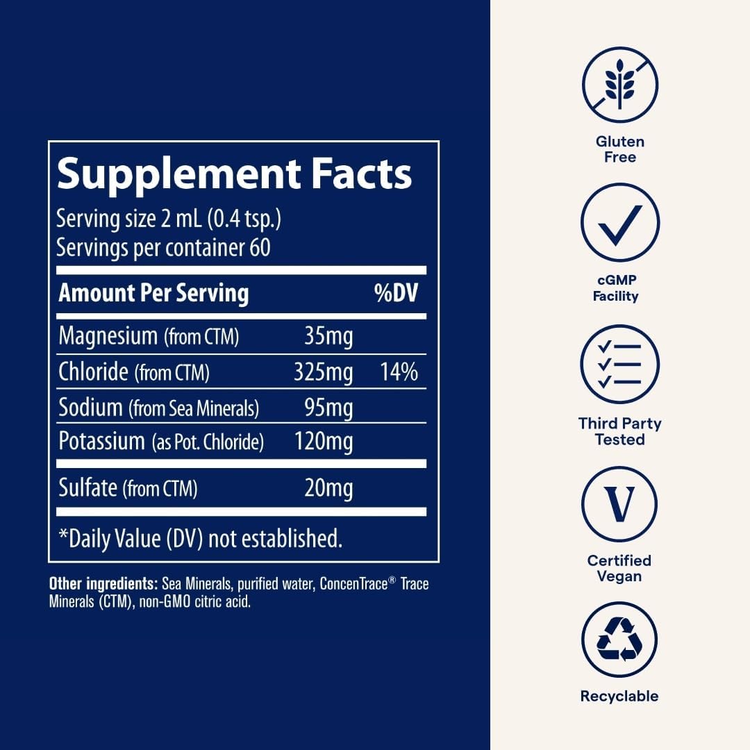 Supplement Facts Image: Trace Minerals NO Muscle Cramps electrolyte supplement facts ingredients bottle 120ml