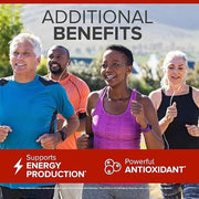 Lifestyle/use image: Qunol Ultra CoQ10 softgels daily supplement routine 100mg