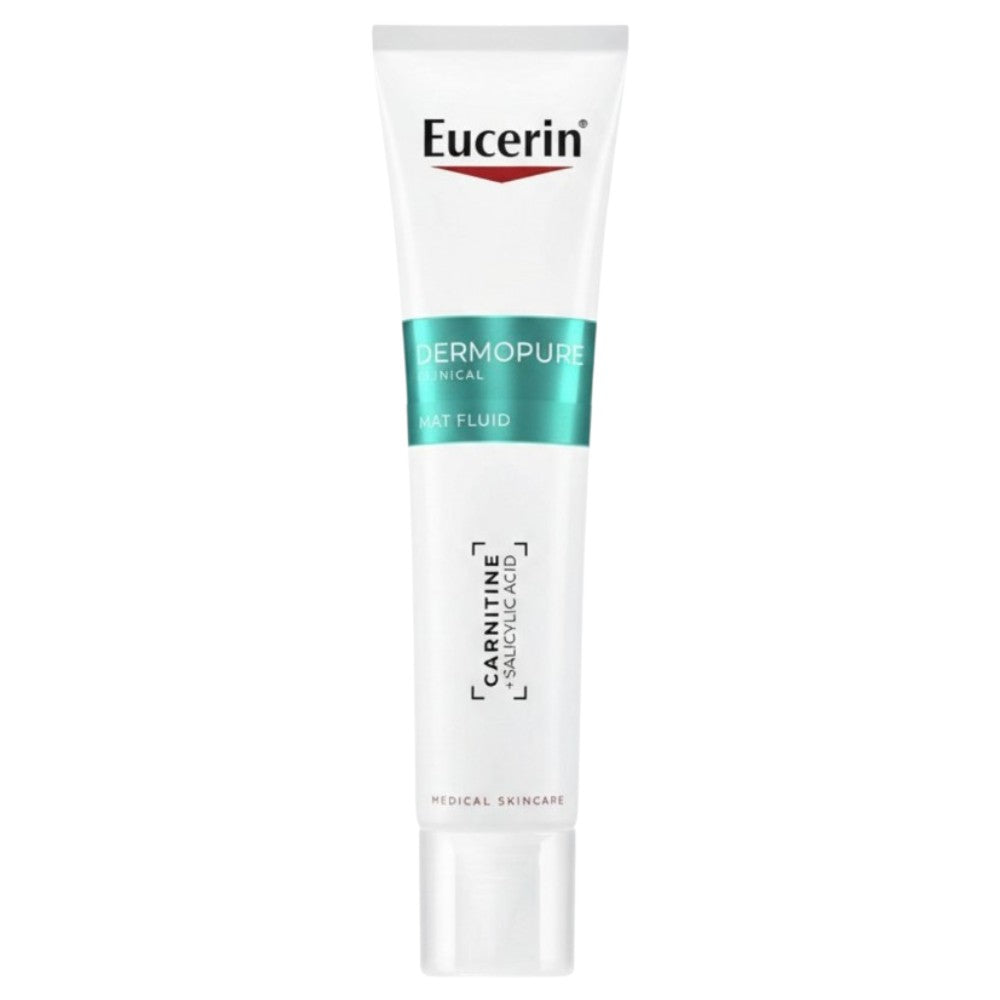 Eucerin DermoPure Clinical Mattifying Fluid carnitine salicylic acid facial fluid 40ml tube front packaging
