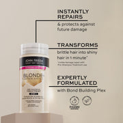 John Frieda Blonde+ Repair System Pre-Shampoo Treatment, tube packaging, fragrance not specified, 100ml, blonde hair pre-wash use