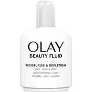 Olay Beauty Fluid Face, Neck & Body Moisturising Lotion 100ml bottle front packaging