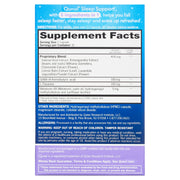 Supplement facts & ingredients image: Qunol Sleep Support Complex melatonin herbal blend supplement facts 30 count