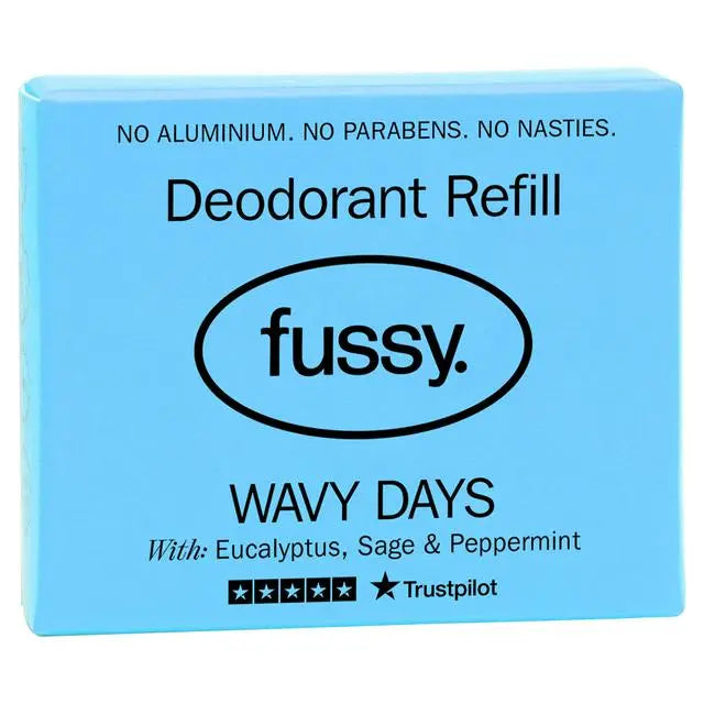 Fussy Natural Deodorant Refill Wavy Days eucalyptus sage peppermint fragrance 40g front packaging