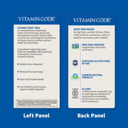 Label showing "Whole Food Multivitamin" and key nutrients supplement facts