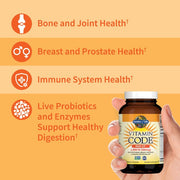 Supplement facts and ingredients label for Raw Whole Food Vitamin D3 with probiotics.
