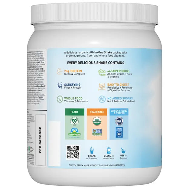 Nutrition facts and ingredients for Garden of Life Vanilla Protein Shake.
