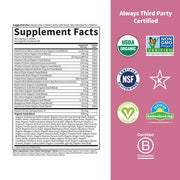 Supplement facts for Organic Women's Multivitamin.