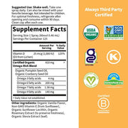 Garden of Life Organics Vegan D3 Organic Spray Ingredient, supplement  list for vegan D3 spray with omegas.