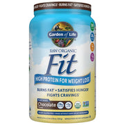 Garden of Life RAW Organic Fit Vegan Protein Powder tub, Chocolate flavour, 910g.