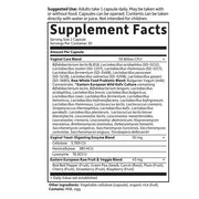 Supplement facts label for Garden of Life Raw Women's Probiotic showing ingredients and directions.