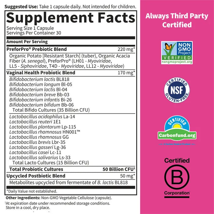 Dr. Formulated Probiotics Women's pH 50 Billion 30 Capsules
