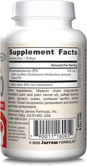 Barcode Image: Jarrow Formulas PS100 phosphatidylserine 100mg softgels 30 count barcode packaging