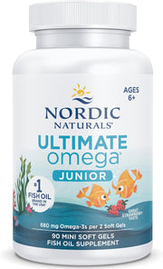 Nordic Naturals Ultimate Omega-3 Junior Strawberry Softgels bottle for kids, 90 count.